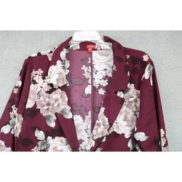 Guess Women's Roll Tab Blazer-Faux Pockets-Floral-Large - Picture 2 of 9